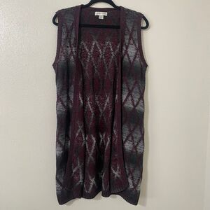 Lagenlook Autumn Fall Hippie Boho Chic Cowgirl Cozycore Geometric Knit Vest M